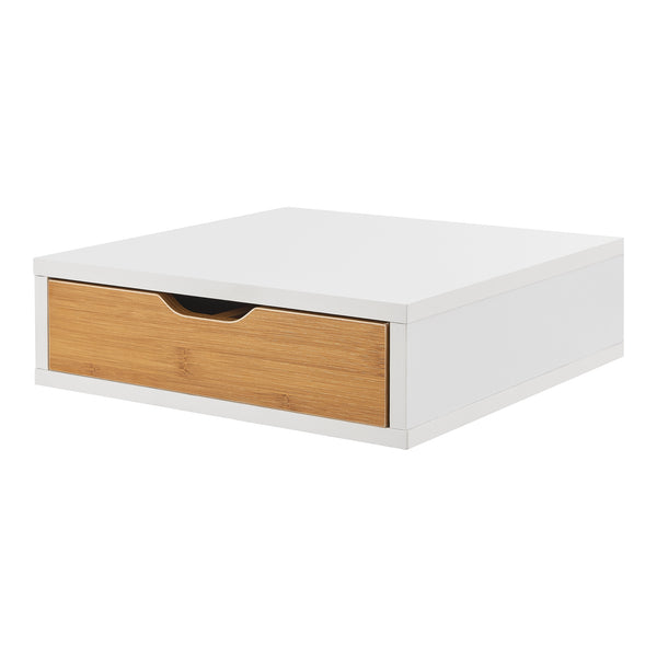Schubladenbox Vieremä 9x30x31cm Weiß/Bambusoptik [en.casa]