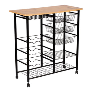 Servierwagen Rønnede Metall Schwarz [en.casa]