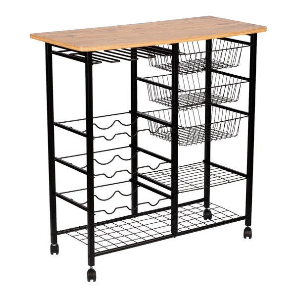 Servierwagen Rønnede Metall Schwarz [en.casa]