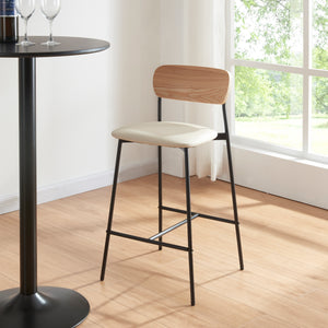 Barstuhl Jyväskylä 2er Set 89x40x45 cm Beige [en.casa]