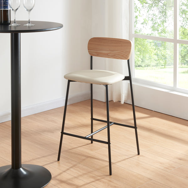 Barstuhl Jyväskylä 2er Set 89x40x45 cm Beige [en.casa]