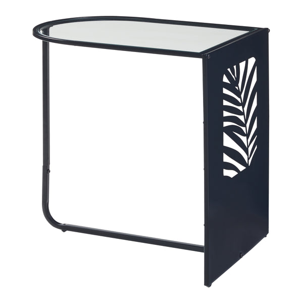 Beistelltisch Ulvik 50x50x35cm aus Metall und Glas Schwarz [en.casa]