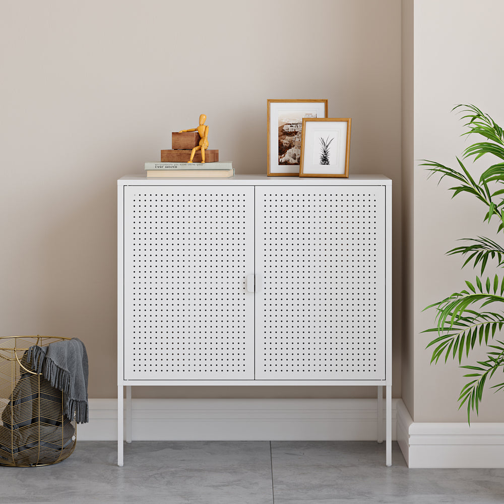 Sideboard Castelli 82,5 x 80 x 40 cm Weiß Stahl [en.casa] - premiumXL