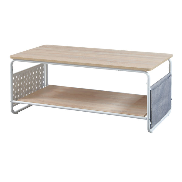 Couchtisch Dyrøy 100x50x43cm Weiß/Eiche [en.casa]