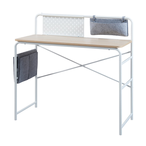 Schreibtisch Dyrøy 98x98x46cm Weiß/Eiche [en.casa]