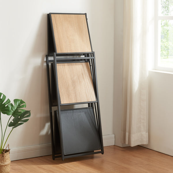 Klappregal Telemark 81x68x38 cm Schwarz/Eiche-Optik [en.casa]