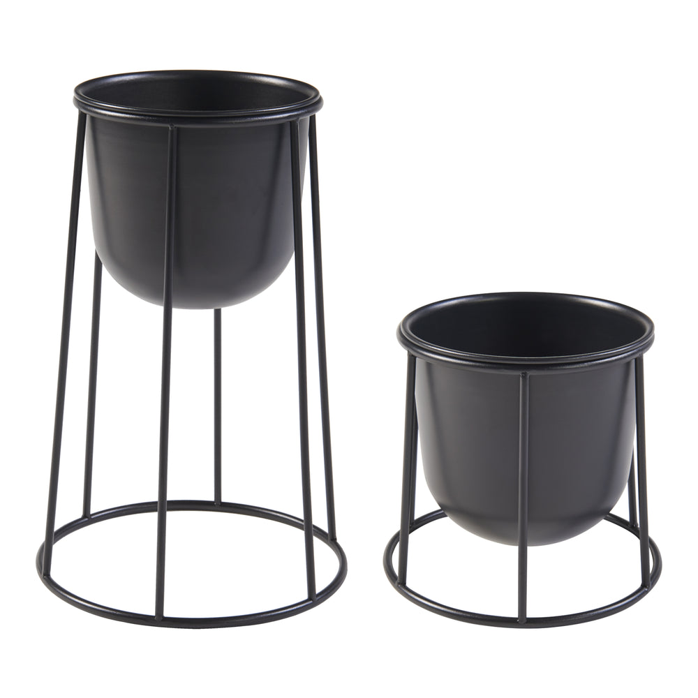 Pflanzenständer Nesseby 2er Set Metall Schwarz [en.casa] - premiumXL