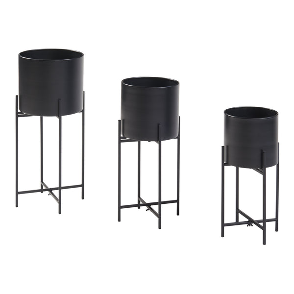 Pflanzenständer Orsa 3er Set Metall Schwarz [en.casa]