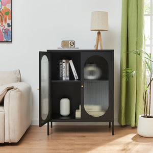 Sideboard Karlskrona 102x80x40 cm Schwarz, matt [en.casa]