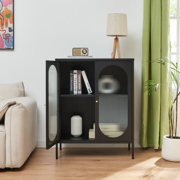 Sideboard Karlskrona 102x80x40 cm Schwarz, matt [en.casa]