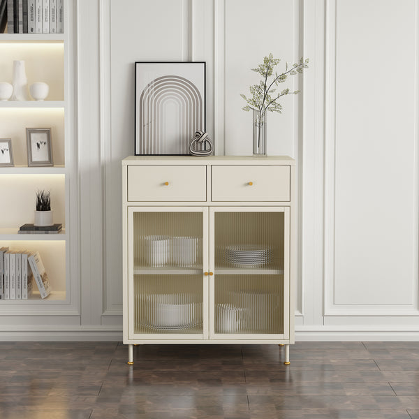 Sideboard Lindau Stahl 97x80x40 cm Cremeweiß [en.casa]