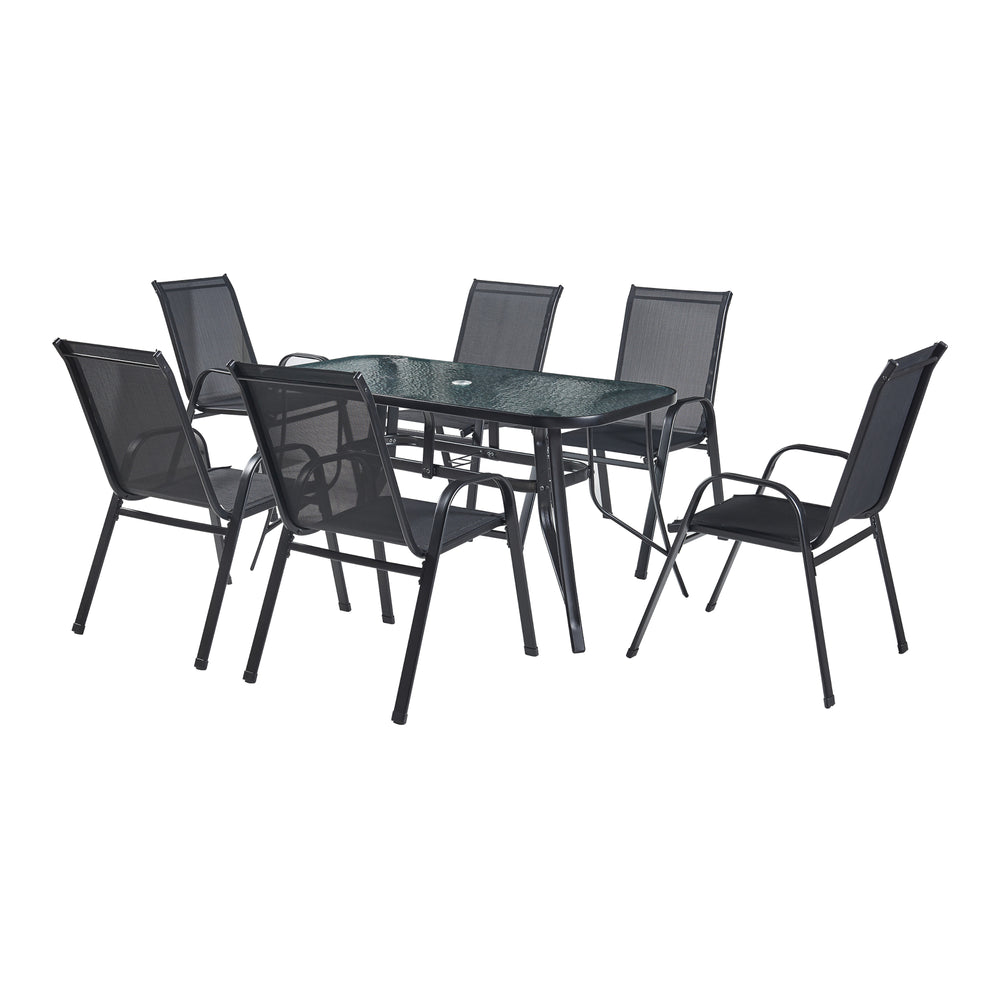 Gartenmöbelset Aradeo 7-tlg. Schwarz [casa.pro]