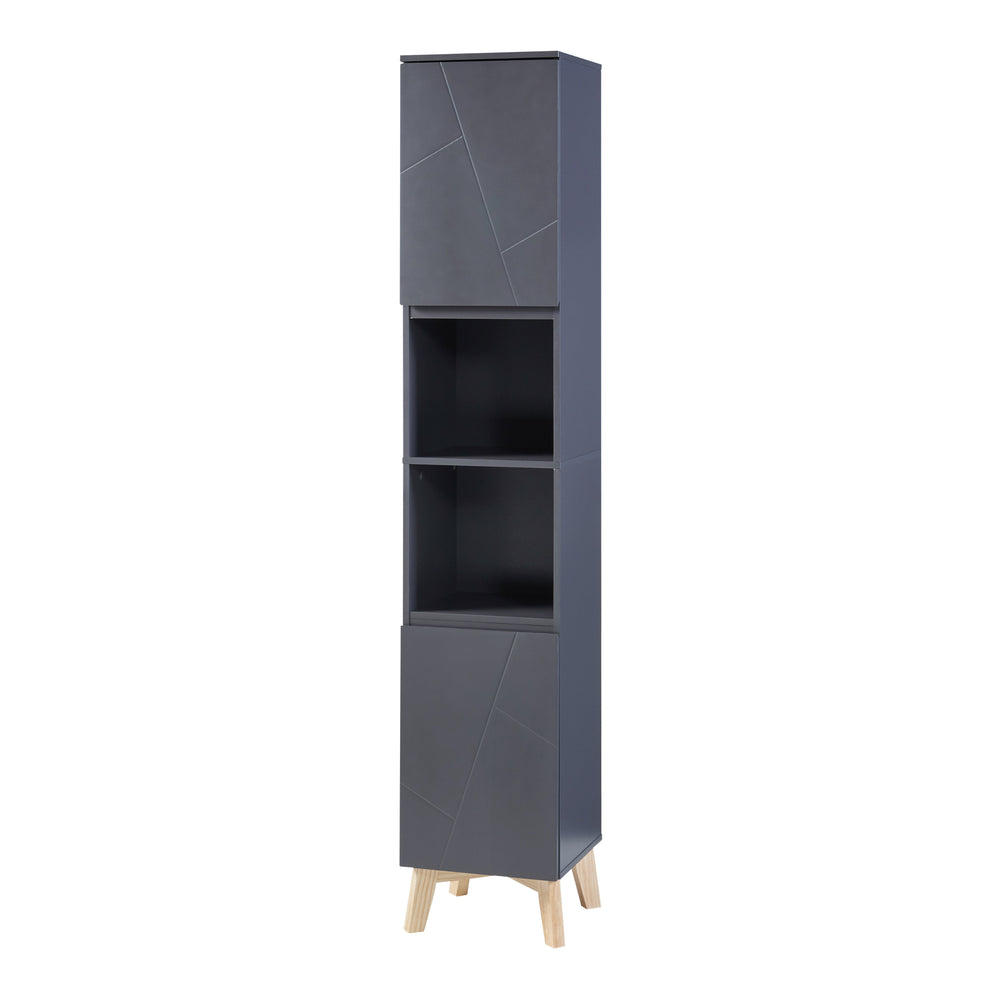 Hochschrank Overath 160x30x30cm Grau [en.casa] - premiumXL