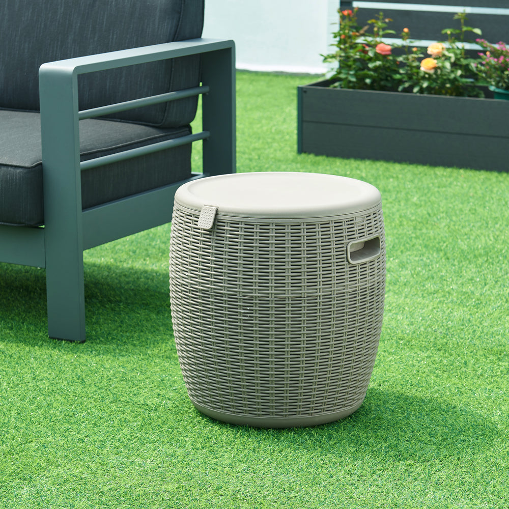 Kühlbox-Hocker Avetrana 44xØ40 cm Hellbraun [casa.pro]