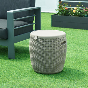 Kühlbox-Hocker Avetrana 44xØ40 cm Hellbraun [casa.pro]