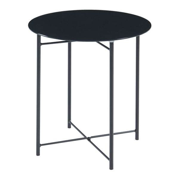 Beistelltisch Ödeshög mit Glasplatte 45xØ42cm Schwarz [en.casa]