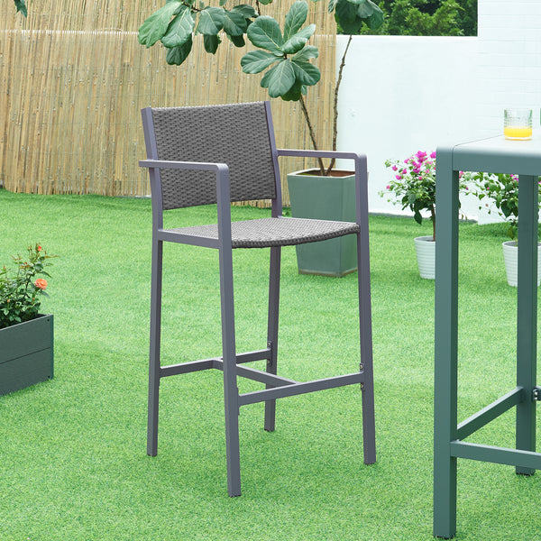 Outdoor-Barstuhl 2er Set Avise Aluminium Dunkelgrau [casa.pro]