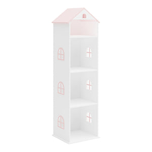 Kinderregal Vipsali 140x40x35 cm Weiß/Rosa [en.casa]