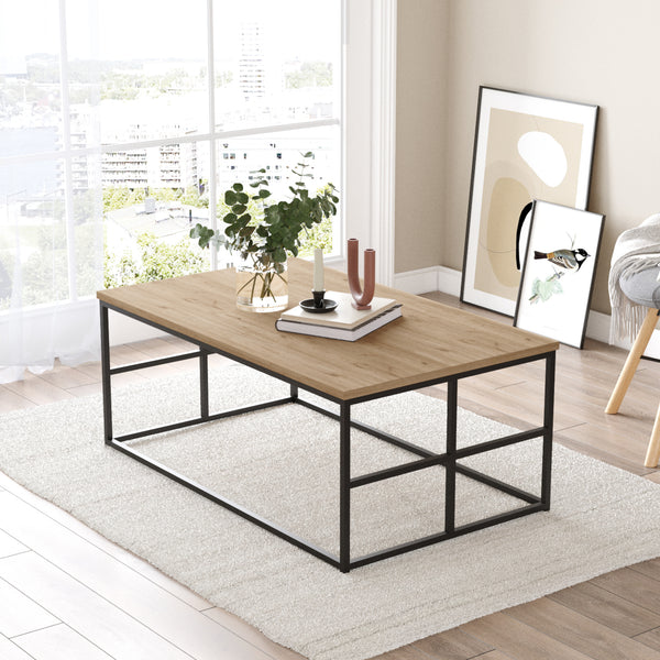 Couchtisch Velendi 100x60x40 cm Eichenoptik/Schwarz [en.casa]