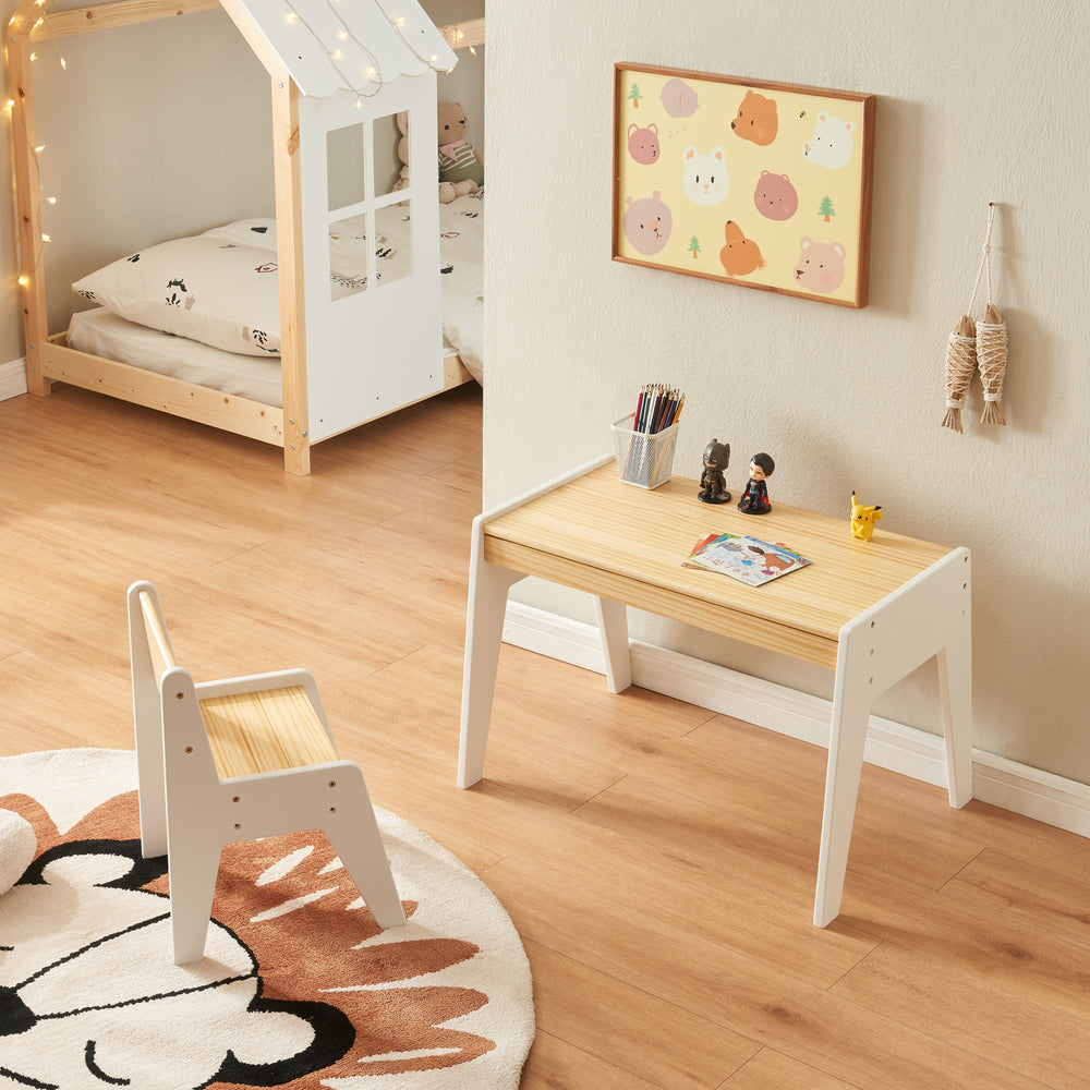 Kinderschreibtisch mit Stuhl Skinnskatteberg Holz/Weiß [en.casa] - premiumXL