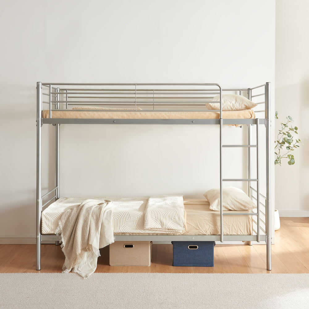 Metall-Etagenbett Soppsar 208,5x97x165 cm Silber [en.casa]