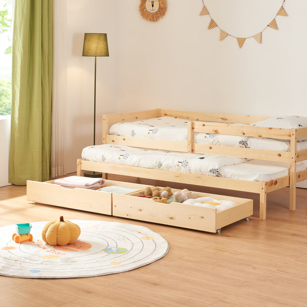 Doppel-Kinderbett Sonkajärvi mit Matratze 90x200cm Natur [en.casa]