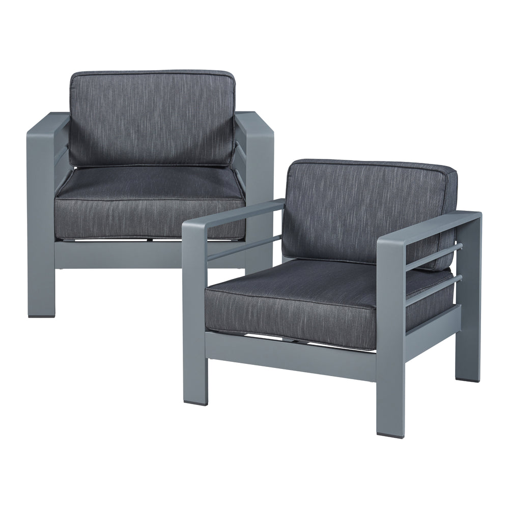 Outdoor-Sesselset mit Tisch Avise 3-tlg. Aluminium [casa.pro]