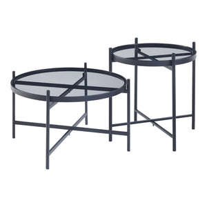 Couchtischset Lier 2-tlg. Glasplatte Schwarz [en.casa]