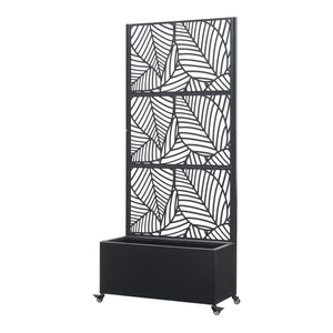 Trennwand Surnskoki mit Blumenkasten Stahl Schwarz [casa.pro]