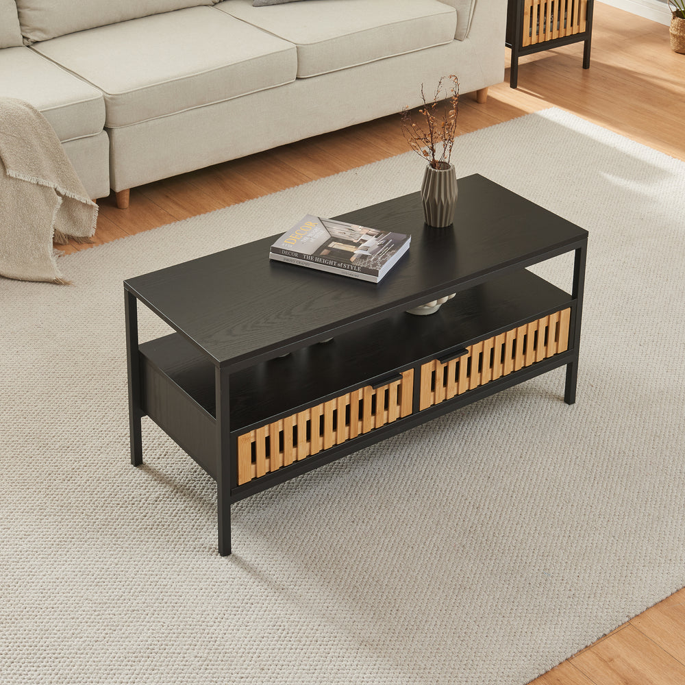 Couchtisch Luniehti 100x40x48 cm Schwarz/Natur [en.casa] - premiumXL