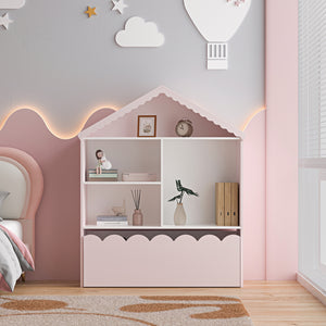Kinderregal Vestnes 114x91x30 cm Cotton Candy/Weiß [en.casa]
