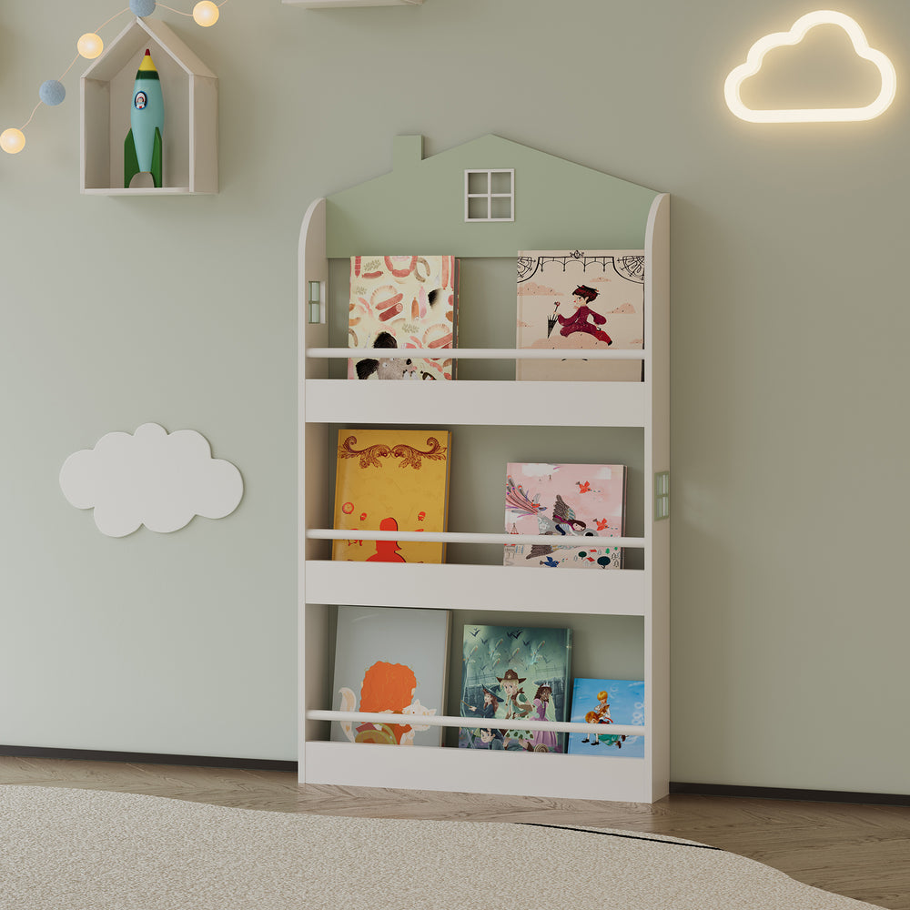 Kinderregal Vipsali 106x60x12 cm Mintgrün/Weiß [en.casa] - premiumXL