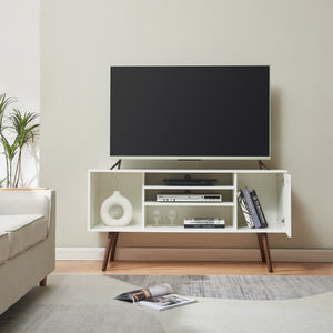 Fernsehschrank Vare 130x40x66 cm Weiß [en.casa]