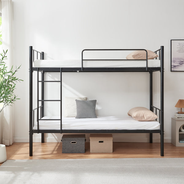Metall-Etagenbett Berimma 90x200 cm Schwarz [en.casa]