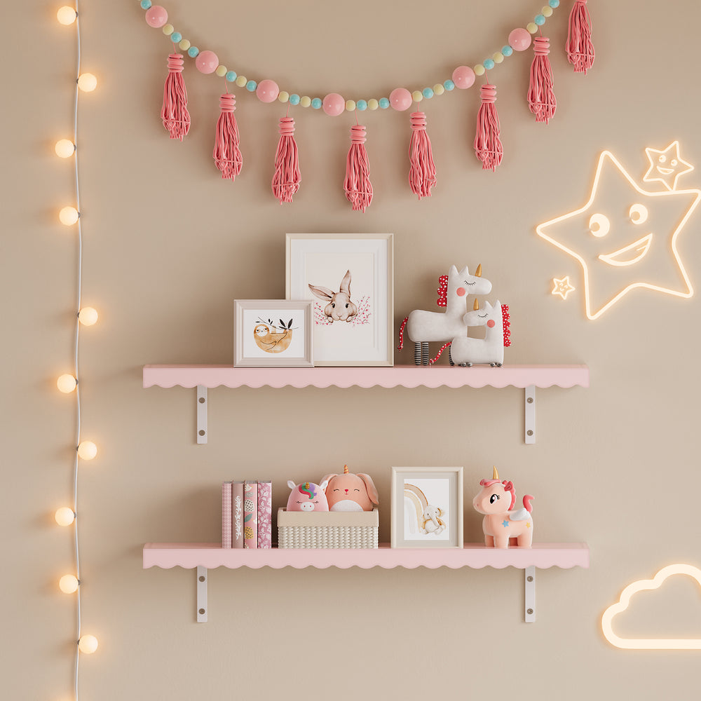 Kinder - Wandregal 2er Set Vestnes 80x17x4 cm Cotton Candy [en.casa] - premiumXL