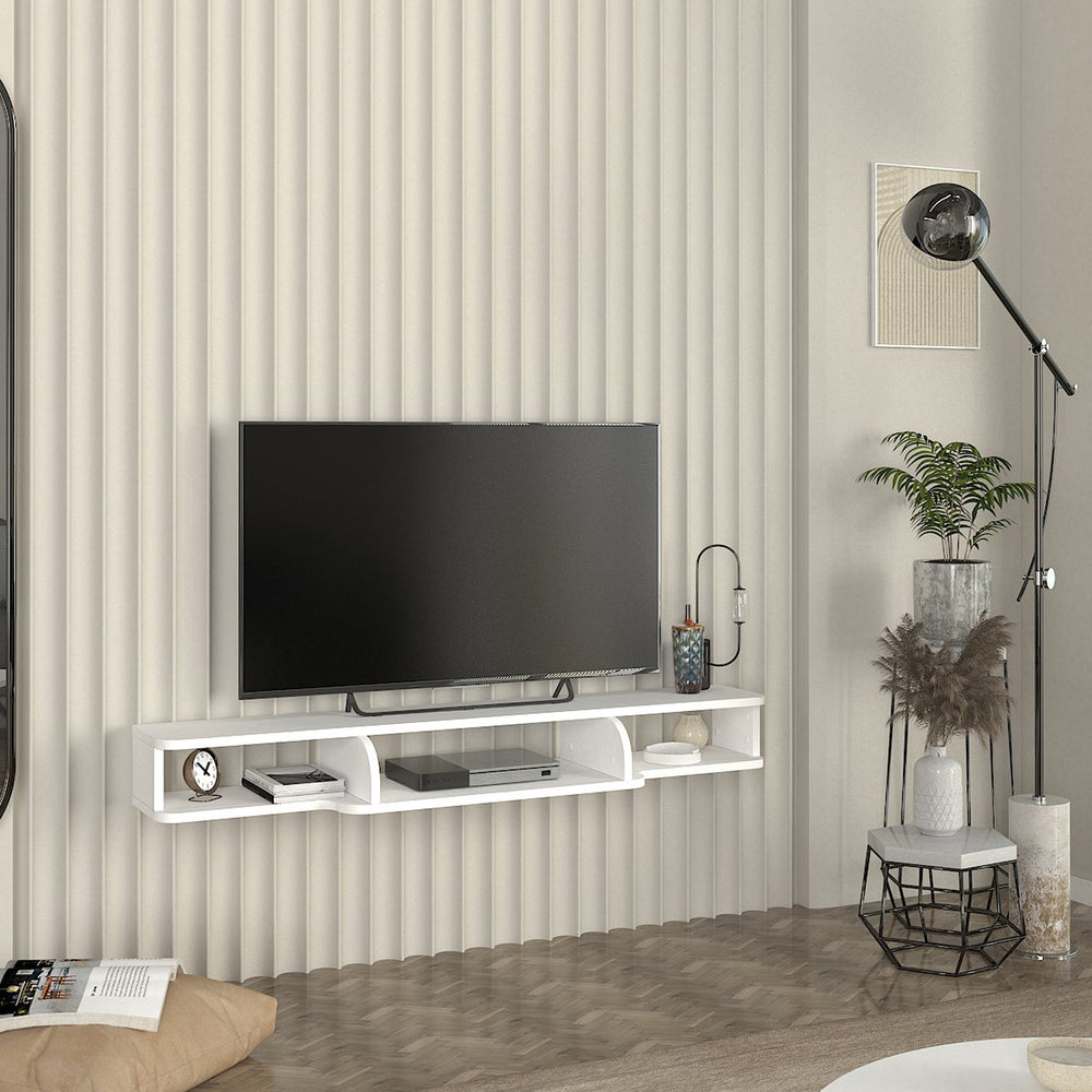 TV - Lowboard hängend Aar 135x30x16 cm Weiß [en.casa] - premiumXL