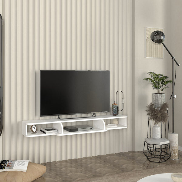 TV-Lowboard hängend Aar 135x30x16 cm Weiß [en.casa]