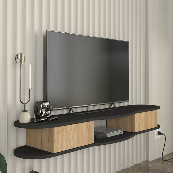TV-Lowboard hängend Nyskiri 150x35x19 cm Anthrazit/Eicheoptik [en.casa]