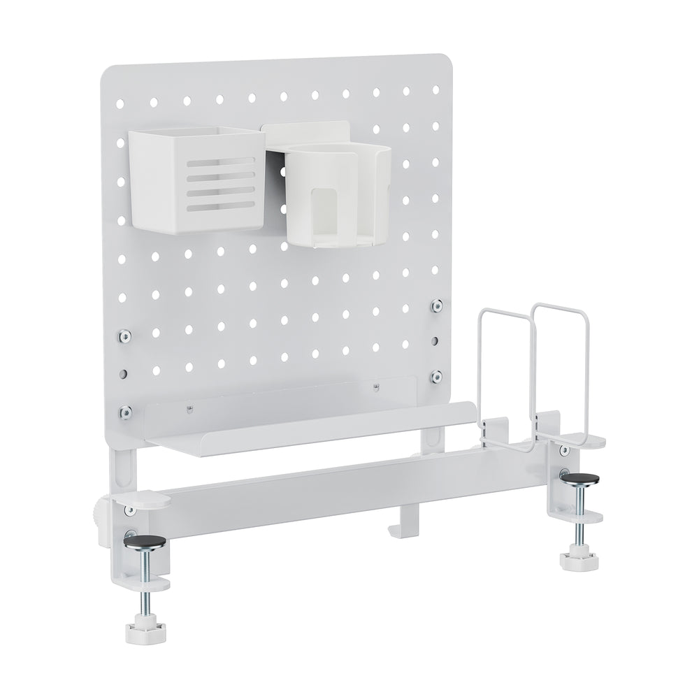 Schreibtisch-Organizer Sauda zum Anklemmen 50x50 cm Stahl Weiß [en.casa]