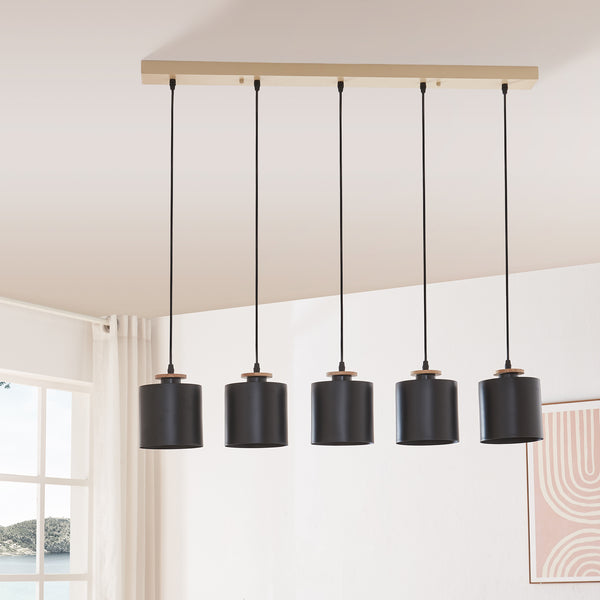 Hängeleuchte Posdand 130x90x14 cm Holz/Schwarz [lux.pro]