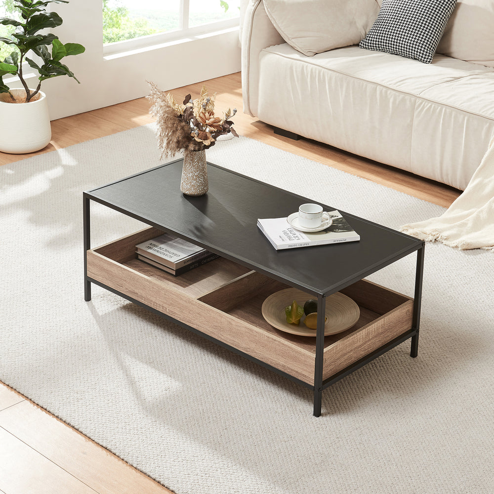 Couchtisch Belana 100x48x39 cm Schwarz/Eicheoptik [en.casa] - premiumXL