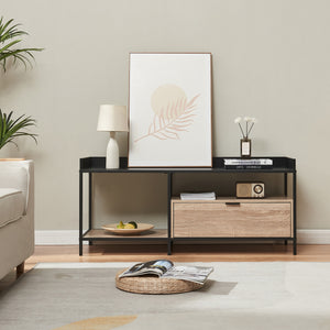 Fernsehtisch Belana 120x40x54 cm Schwarz/Eicheoptik [en.casa]