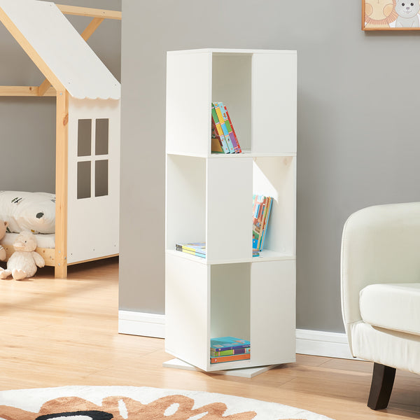 Drehbares Bücherregal Fjelmarirg 109x34x34 cm Weiß [en.casa]