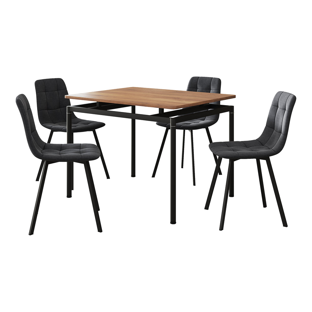 Essgruppe Hemnes 5-teilig Eicheoptik/Dunkelgrau [en.casa]