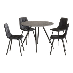 Essgruppe Fitjar 5-teilig Betonoptik/Dunkelgrau [en.casa]