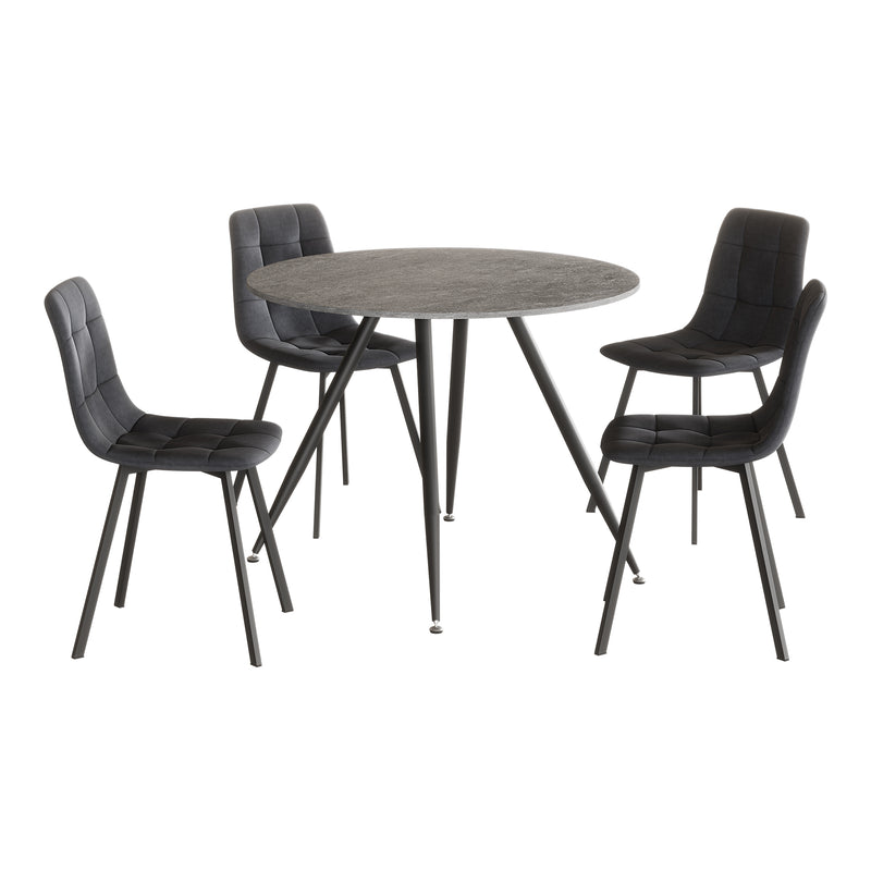 Maßskizze Essgruppe Fitjar 5-teilig Betonoptik/Dunkelgrau [en.casa]