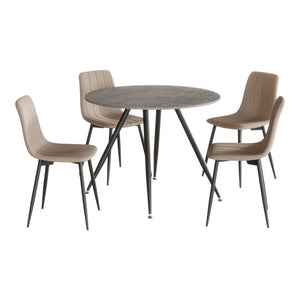 Essgruppe Fitjar 5-teilig Betonoptik / Hellbraun [en.casa]