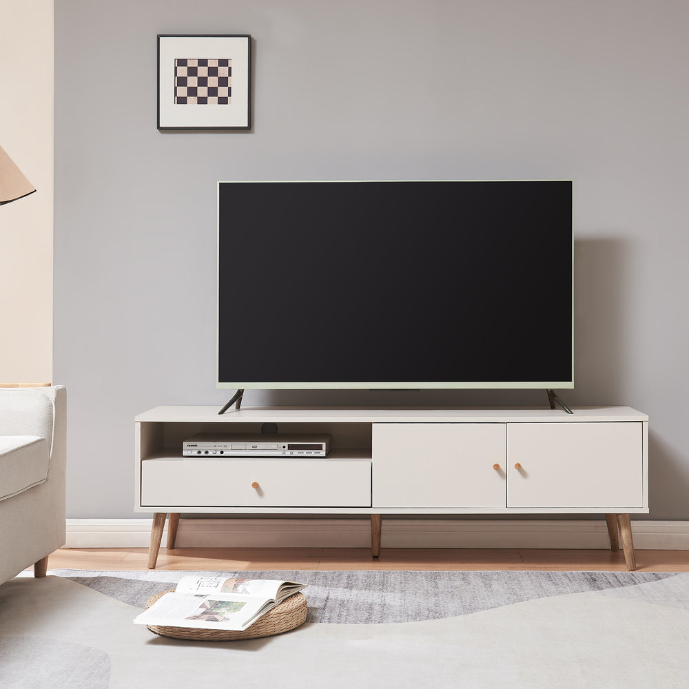 Fernsehschrank Hallevil 150x39x45 cm Weiß [en.casa] - premiumXL