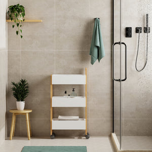 Rollwagen Varulta 80x41x20 cm Natur/Weiß [en.casa]