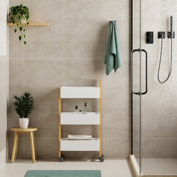 Rollwagen Varulta 80x41x20 cm Natur/Weiß [en.casa]